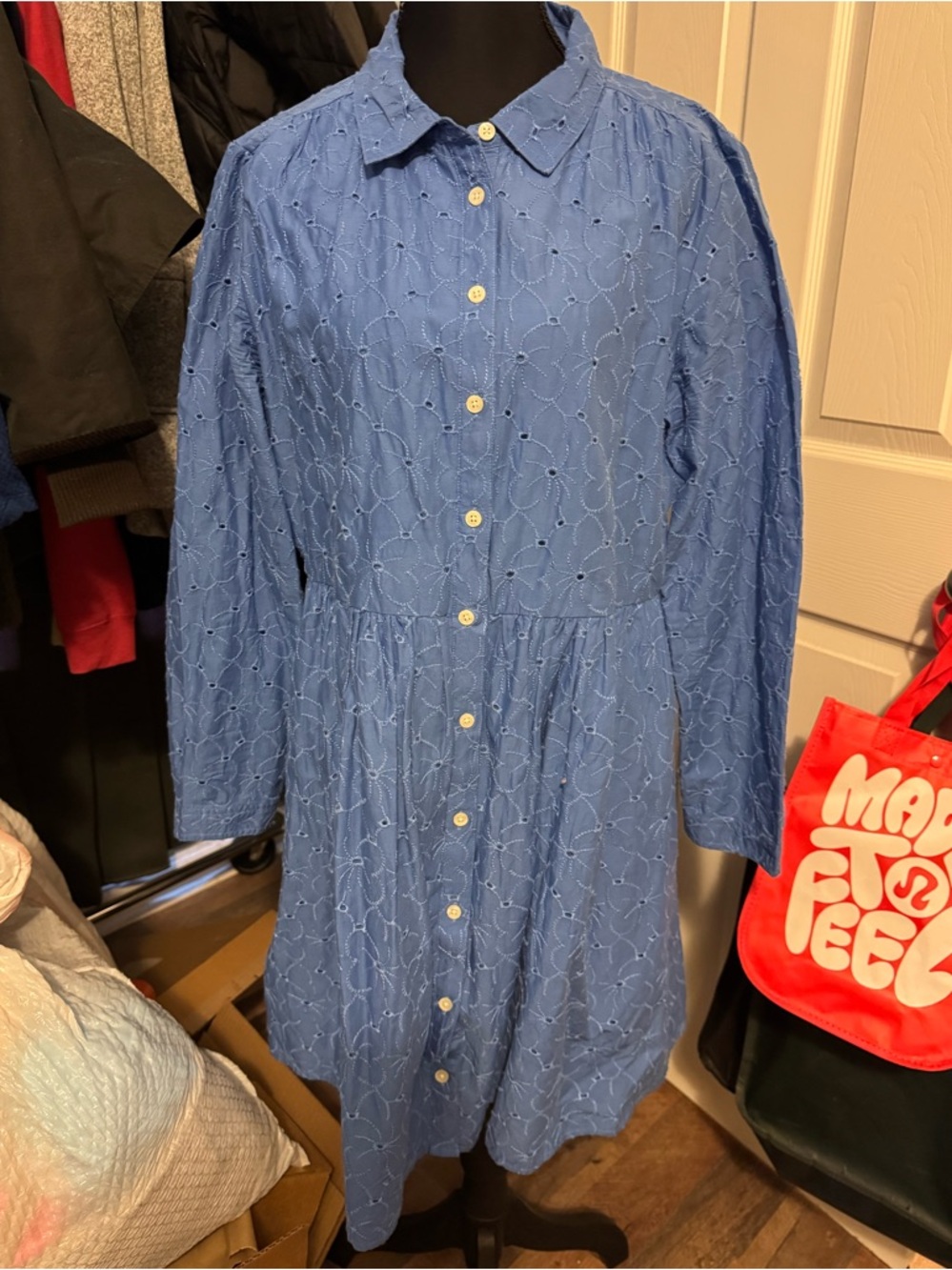 J. Crew Blue Eyelet Shirt Dress